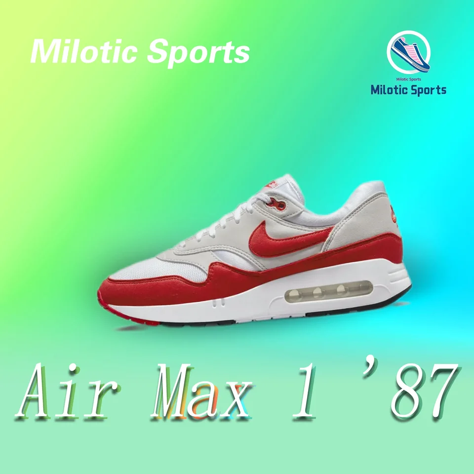 Nike Air Max 1 '87 Pánsky a ženský módny trend, ktorý nie je šmykľavým, neformálny bežecký obuv s nízkym prúdom, červenkastá šedá farba