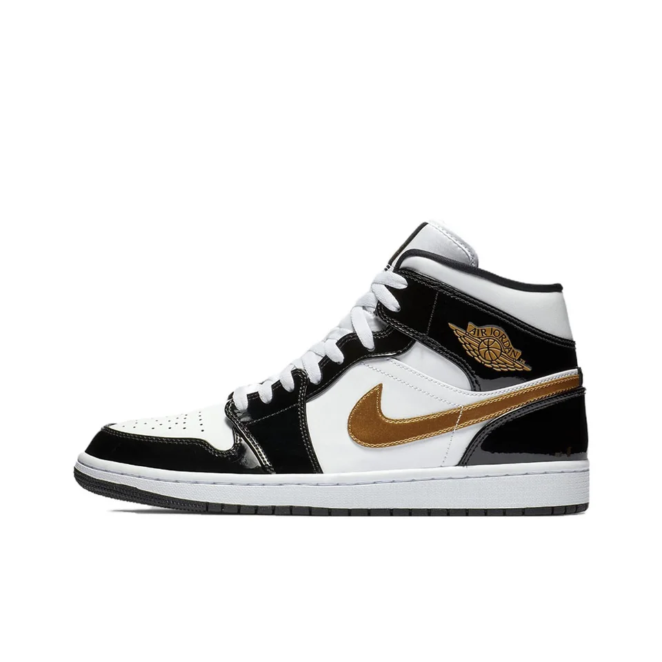 Nike Original Air Jordan 1 Mid Pánske topánky podporné pohodlie príležitostné topánky Zimné odpruženie ľahkého čierneho zlata