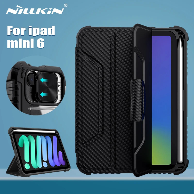 Nillkin pre iPad Mini 7 2024 Prípad magnetického puzdra pre ochranu krytu iPad Mini 6 2021Camera s držiakom ceruzkou Smart Cover Funda Funda