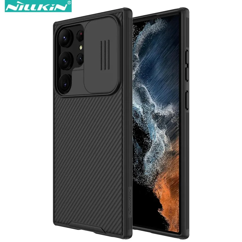 Nillkin pruhovaný puzdro pre telefón pre Samsung Galaxy S24 Ultra S23 S22 S21 ultra Premium Ibsgraded Shock -odolný s krytom kĺzavej kamery