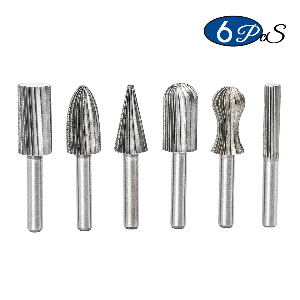 Nindejin 6pcs/Set Carbide Rotary File 1/4 