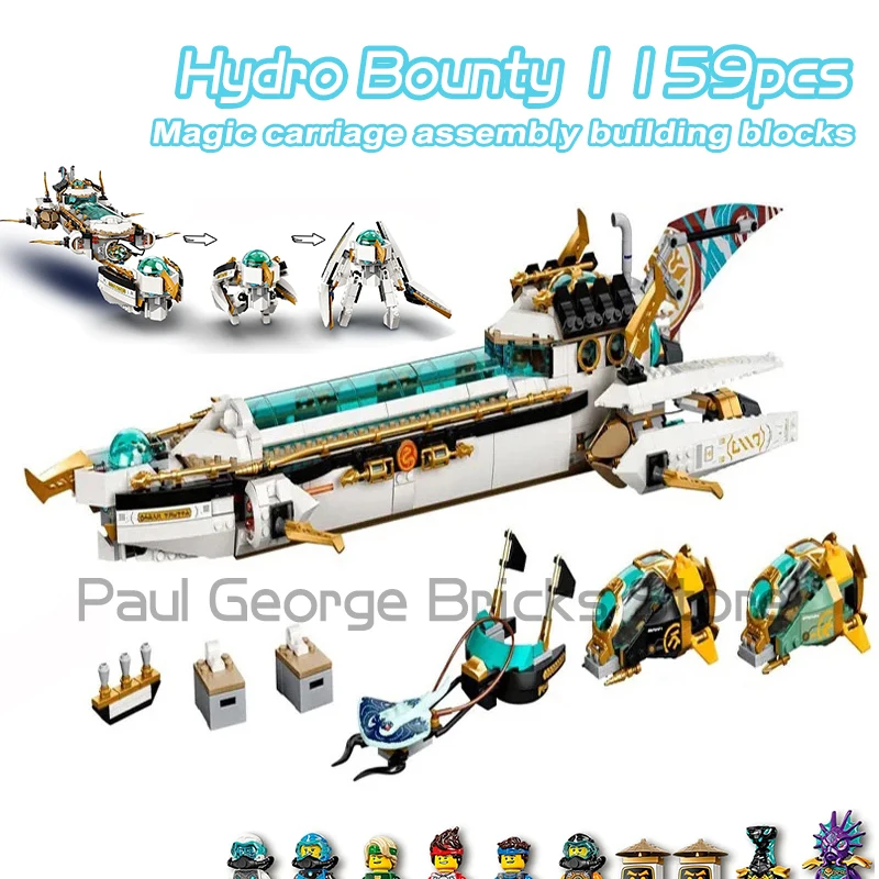 Ninja Series Hydro Bounty Building Blocks Season 17 Submarine Sub Speeder Golden Ultra Dragon Bricks Hračky pre chlapcov