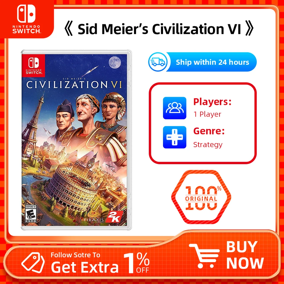 Nintendo Switch - Sid Meier's Civilization VI - Stander Edition - Games Cabtridge Fyzická karta TV Tabletop Ruckeld