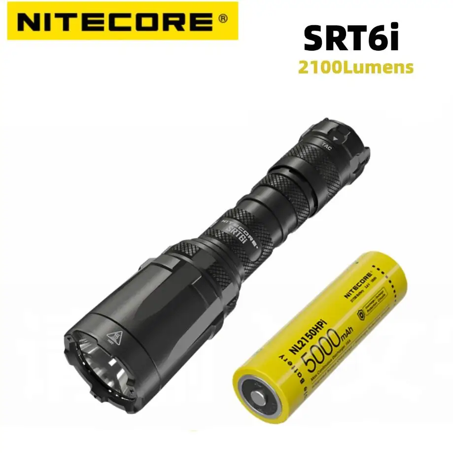 NITECORE SRT6I TACTICKÁ LED baterka 2100LUMENS DLHÉHO HOROBENIA USB-C Nabíjateľný vodotesný vodotesný inteligentný selektor vyhľadávacie pochodeň