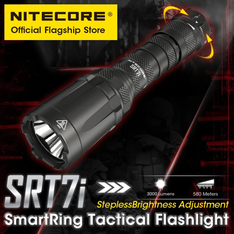 NITECORE SRT7I USB-C Nabíjateľná taktická baterka Smartring STEPLESS NASTAVENIE TROCH LIGHT, NL2150HPI batéria