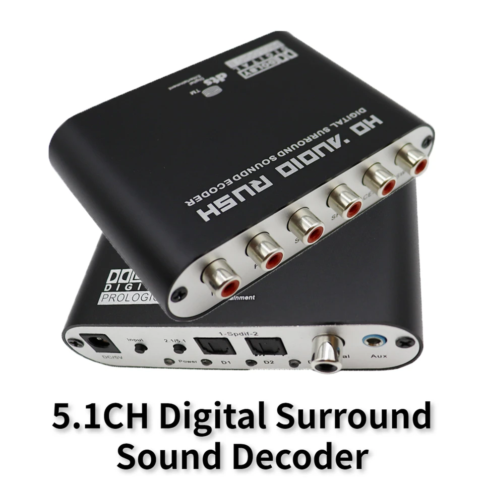 NKU 5.1/2.1 Audio Rush Digital Sound Decoder Prevodník Optický spdif koaxiálny na 6RCA DTS AC3 5.1ch 2.1ch Analógový zvukový výstup