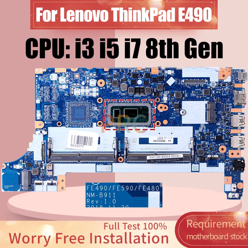 NM-B911 pre Lenovo ThinkPad E490 LAPTOP Základná doska I3-8145U I5-8265U I7-8565U 5B20V80725 02DL805 02DL777