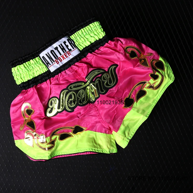 Nohavičky Muay Thai boxerské šortky dámske muži deti saténové telocvične športové bojové umenia MMA Workout Clothing Thai Boxing Kickbox Pants