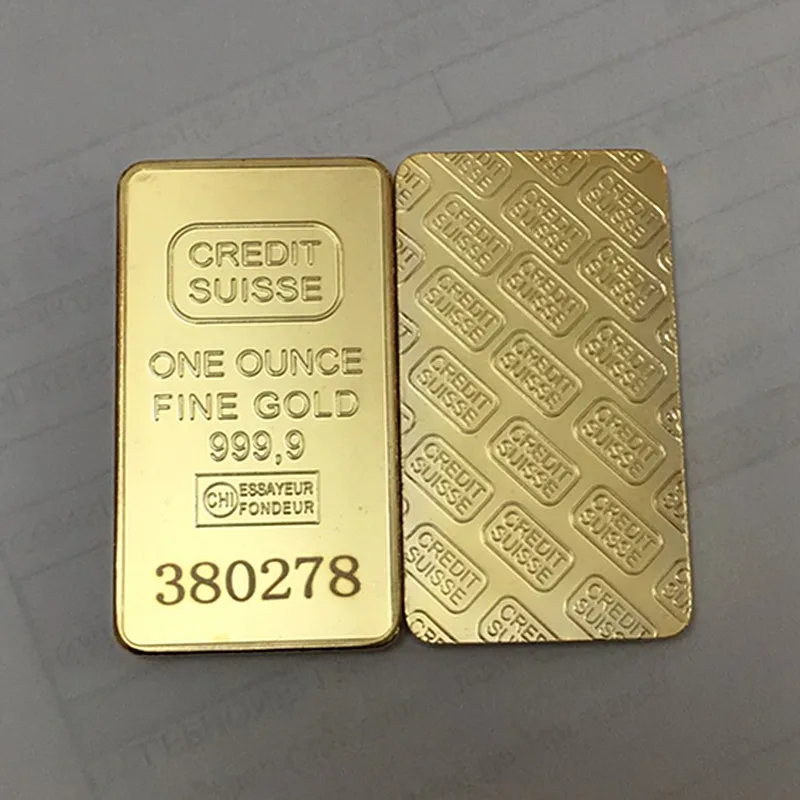 Non magnetický kreditný švajčiarsky kozmický bar, skutočné zlaté ingoty, zberateľské odznaky, rôzne sériové číslo, 1 oz, 10 ks