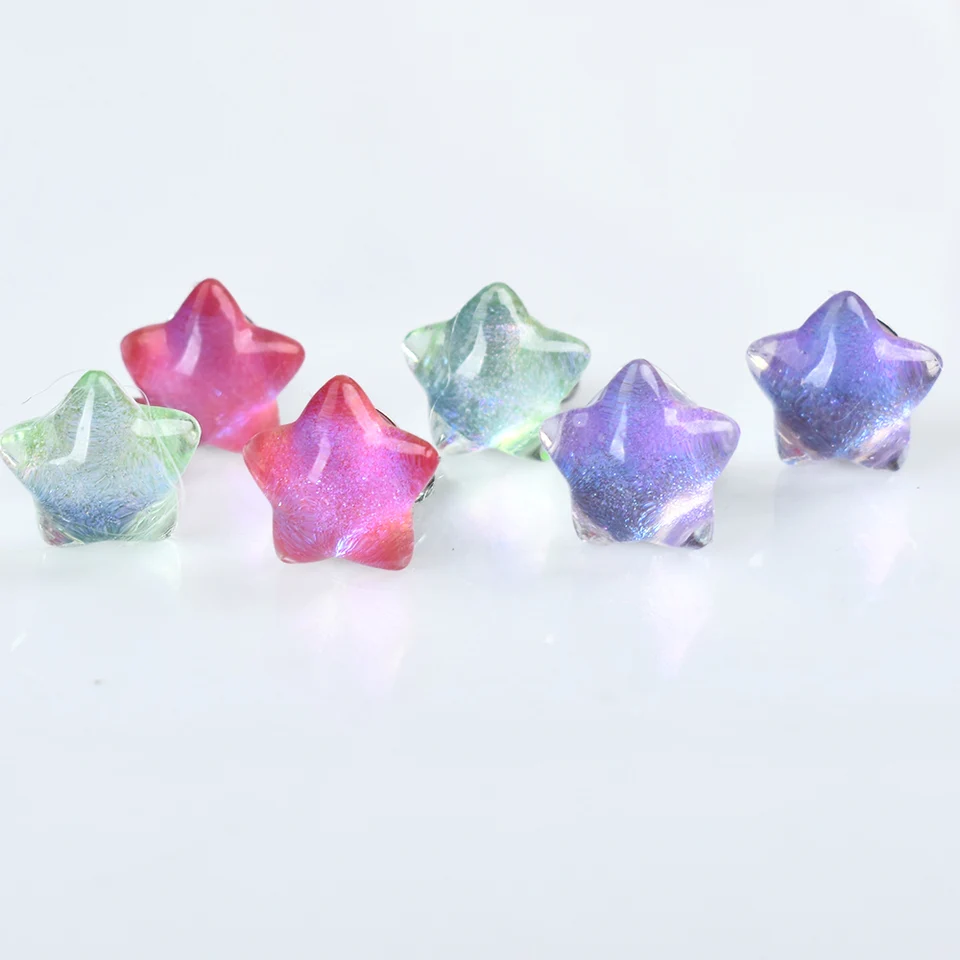 Non prepichnutý viacfarebný geometrický klip Star na náušnice pre ženy dievčatá falošné piercing živice šperky prívesok majer