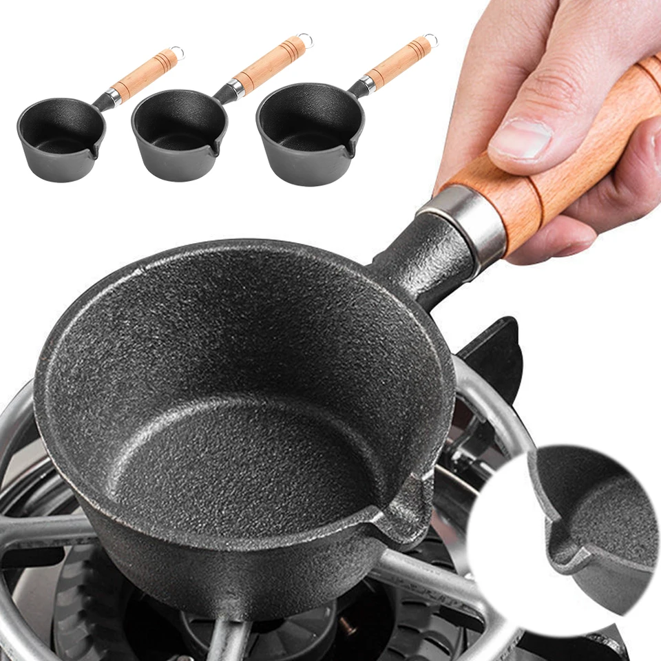 Non Stick Butter topen Hot s nalievaním horúcim olejom Hot Oil Drevená rukoväť liatinová panvica na indukciu kuchyne