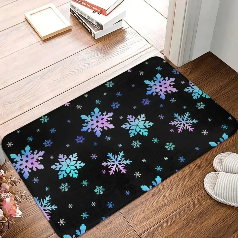 Non-šmykľavka rohožka neónovo farebné snehové vločky Veselé Vianoce Nový rok Santa Claus Elk Snowflake koberec koberec kuchynka
