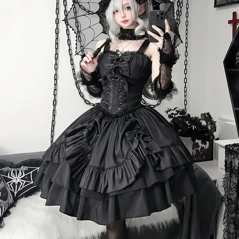 Nonsar gotický vintage lolita jsk šaty žien Japan Jarajuku cosplay kostýmy viktoriánsky luk obväz obväz
