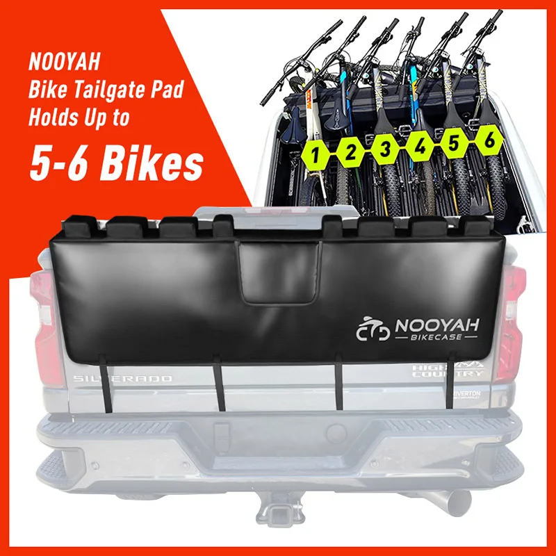Nooyah Tailgate Bike Pad Tailgate Pickup Pick-up na bicykli na ochranu bicykla pre prepravné bicykle s vreckami s náradím prepravte až 5-6 bicyklov