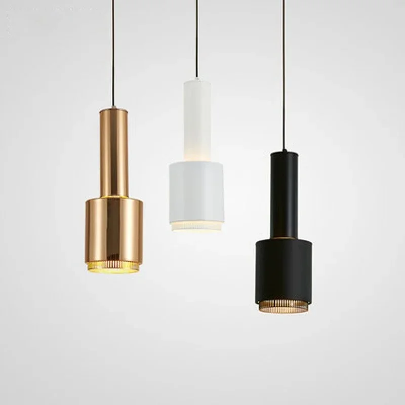 Nordic Artek Metal LED E27 Pendant Light 1 Svetlo H44cm Čierne biele zlato visiace lampa LED lôžko Bočné svietidlo svietidla svietidla