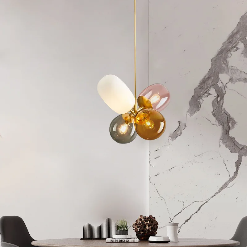 Nordic LED prívesok svetlá Postmoderné farebné sklenené zavesené lampy pre jedálenský stôl obývacia izba spálňa Domáce dekorácie svietidlá