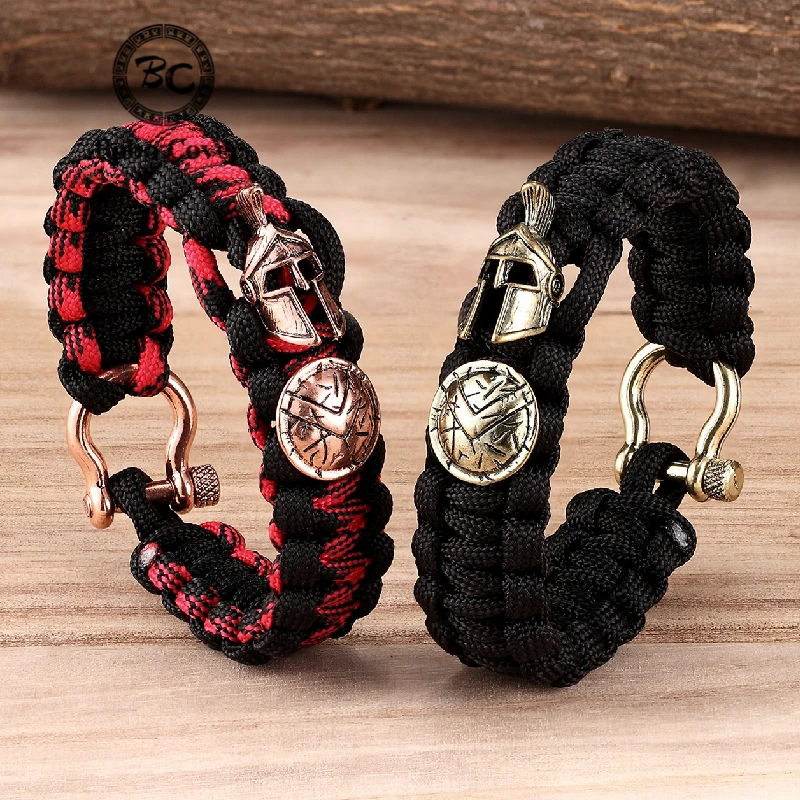 Nordic Outdoor Spartan Warrior Helmet Lanyard náramky Muži starožitné Vikings Príslušenstvo prežitie paracord náramky homme ručne vyrobené