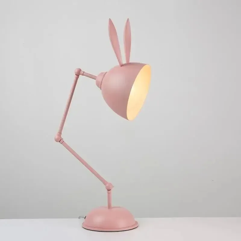 Nordic Pink Bunny Stolová lampa LED skladacia lampa pre detskú izbu na ochranu očí študovať nočnú knihu Čítanie Lampa Lampa
