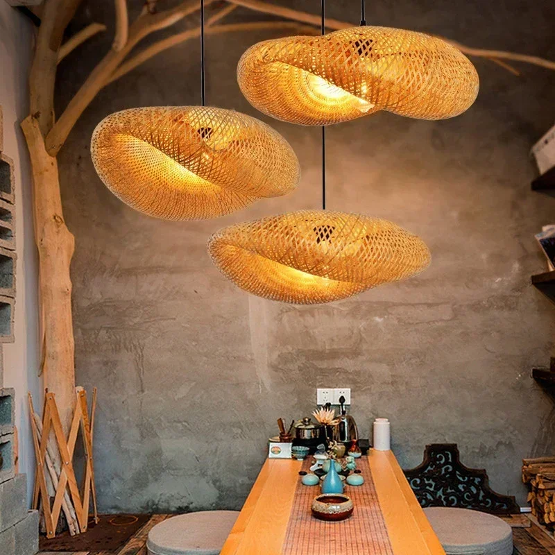 Nordic Rattan prívesok svetlo bambusová lampa kuchyňa Kuchy