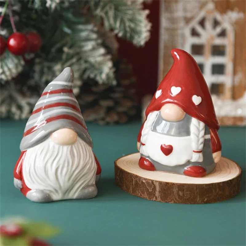 Nordic Santa Claus keramická soľ a fľaša korenia 1 pár kreatívny reliéf Vianoce fľaša korenia vynikajúca dekorácia stola