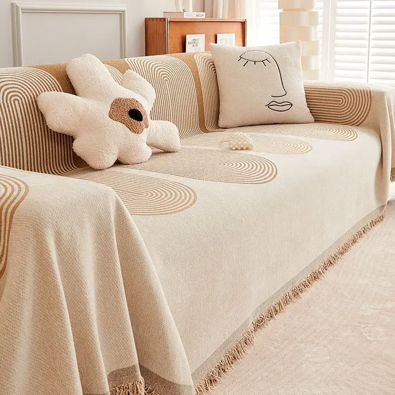 Nordic Tassel Hrot Dride Single Feed Four Season Cotton Cover Cover Prach Proti-Cat Scratch Ochrana kryt Sofa Deka koberec