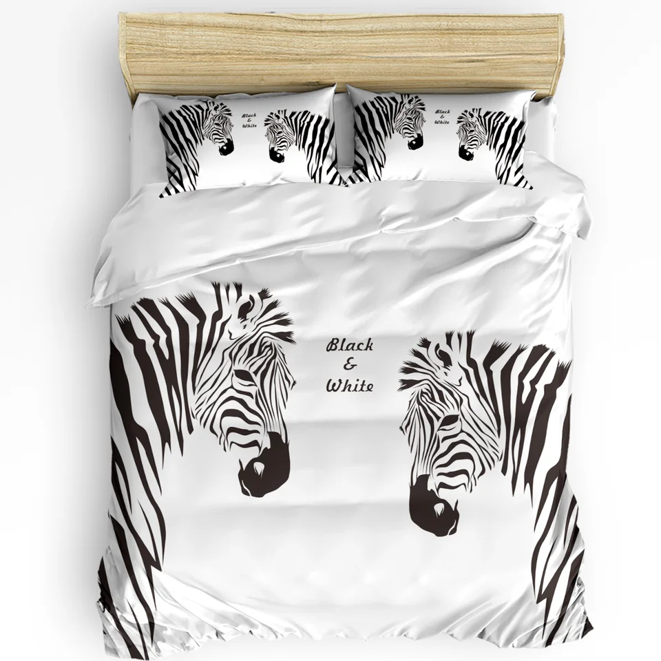 Nordic Zebra Animal White Duin Cover s vankúšovým puzdrom Vlastné 3ks podstielky sada prikrývky na prikrývku