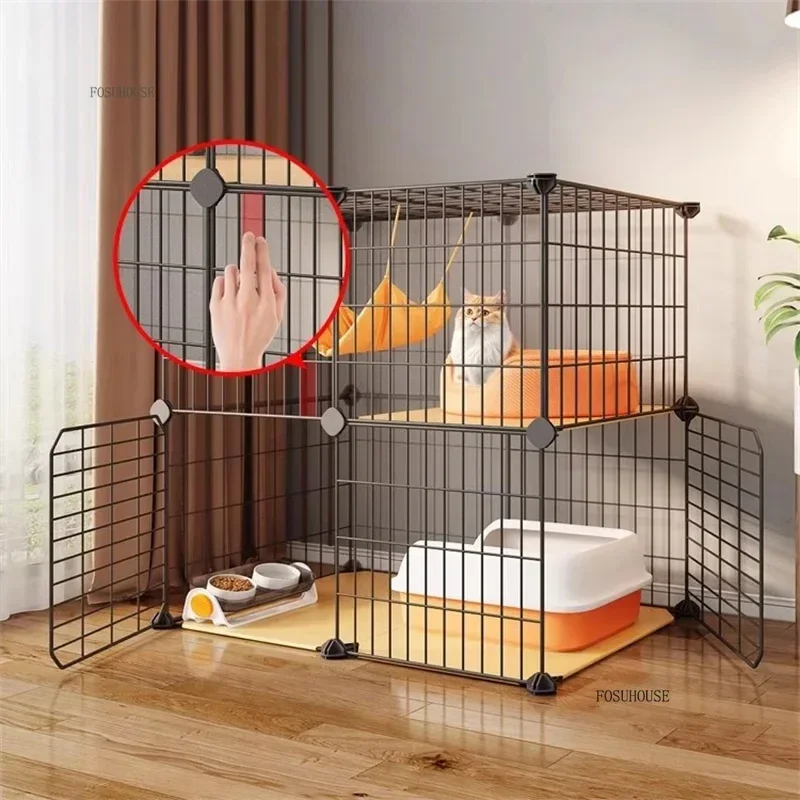 Nordická domácnosť Indoor Iron Cat Cage Light Luxury dvojvrstvová mačka villa s veľkým voľným priestorom Multifunkčným plotom X