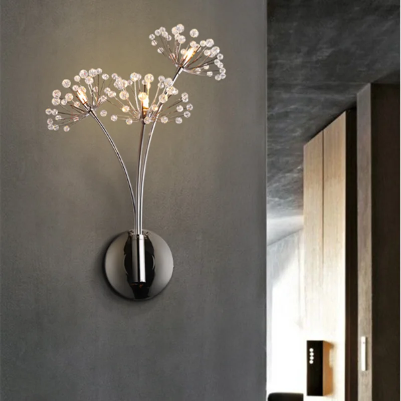 Nordická krištáľová nástenná lampa dizajn púpava lampa kúpeľňa spálne obýva