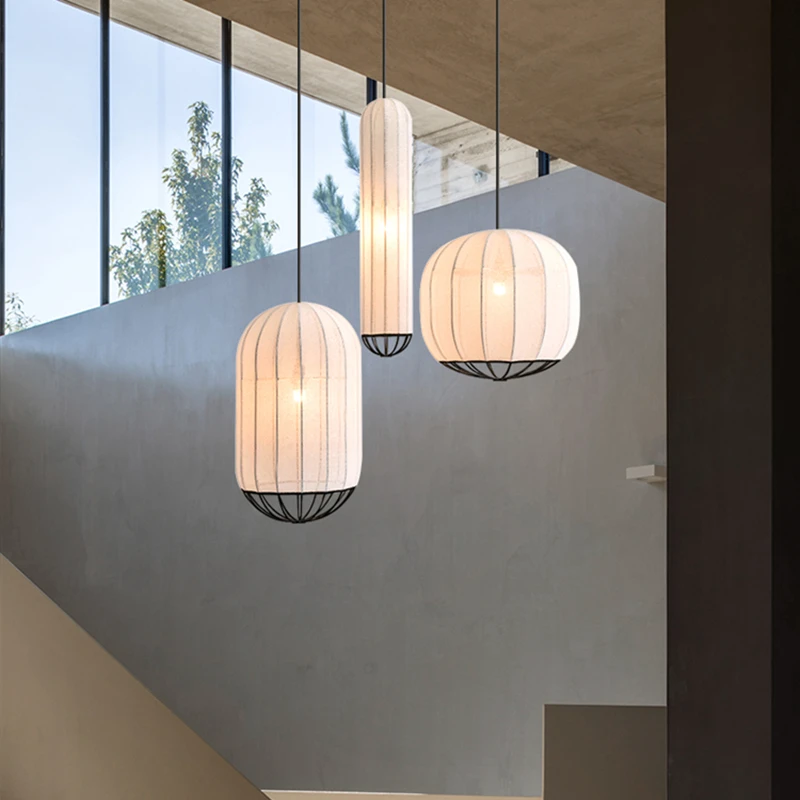 Nordická moderná látka LED stropný luster pre bar obývacia izba spálňa Kuchy