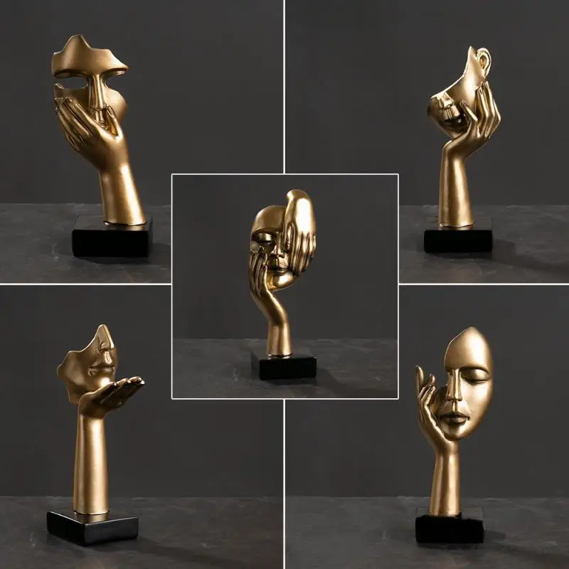 Nordická socha živica abstraktné stolové ozdoby sochárstvo Miniatúrne figúrky tvárou v tvár Light Luxusné umelecké remeslá Dekorácia