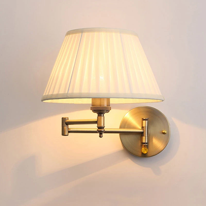 Nordická spálňa nočná močová lampa látka látka železná skladacia osvetlenie dlhé rameno Štúdium čítanie Light Hotel Hotel nastaviteľné nástenné svetlo