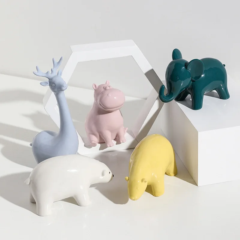 Nordické kreatívne keramické zvieracie stolné plochy Ornament Decor Decor Decor Decoration Svadobný darček k narodeninám darček Domáci dekor