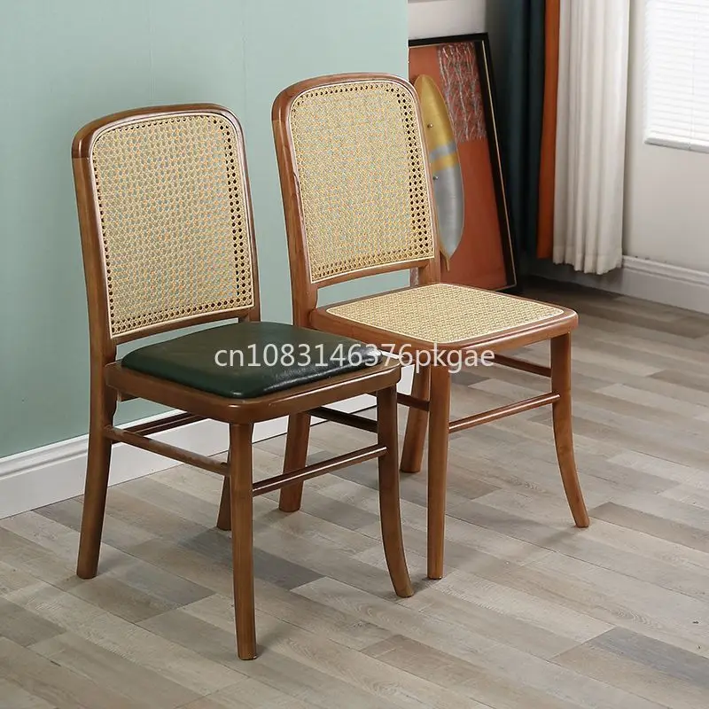 Nordické masívne drevo jedálenské stoličky Rattan Home Japanese Retro jednoduché pre voľný čas