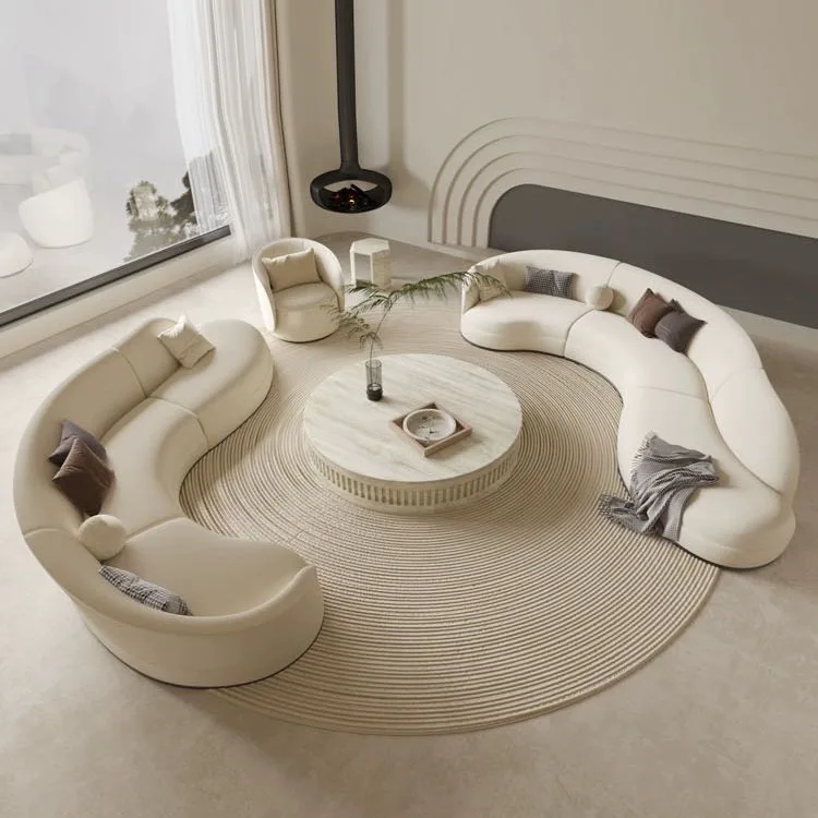 Nordické nové jednoduché zakrivené pohovky Hotel Hotel Lobby Zakrivené nepravidelné mesačné pohovky Dizajnér Res Room Warb Stvrdená obývacia izba Sofa