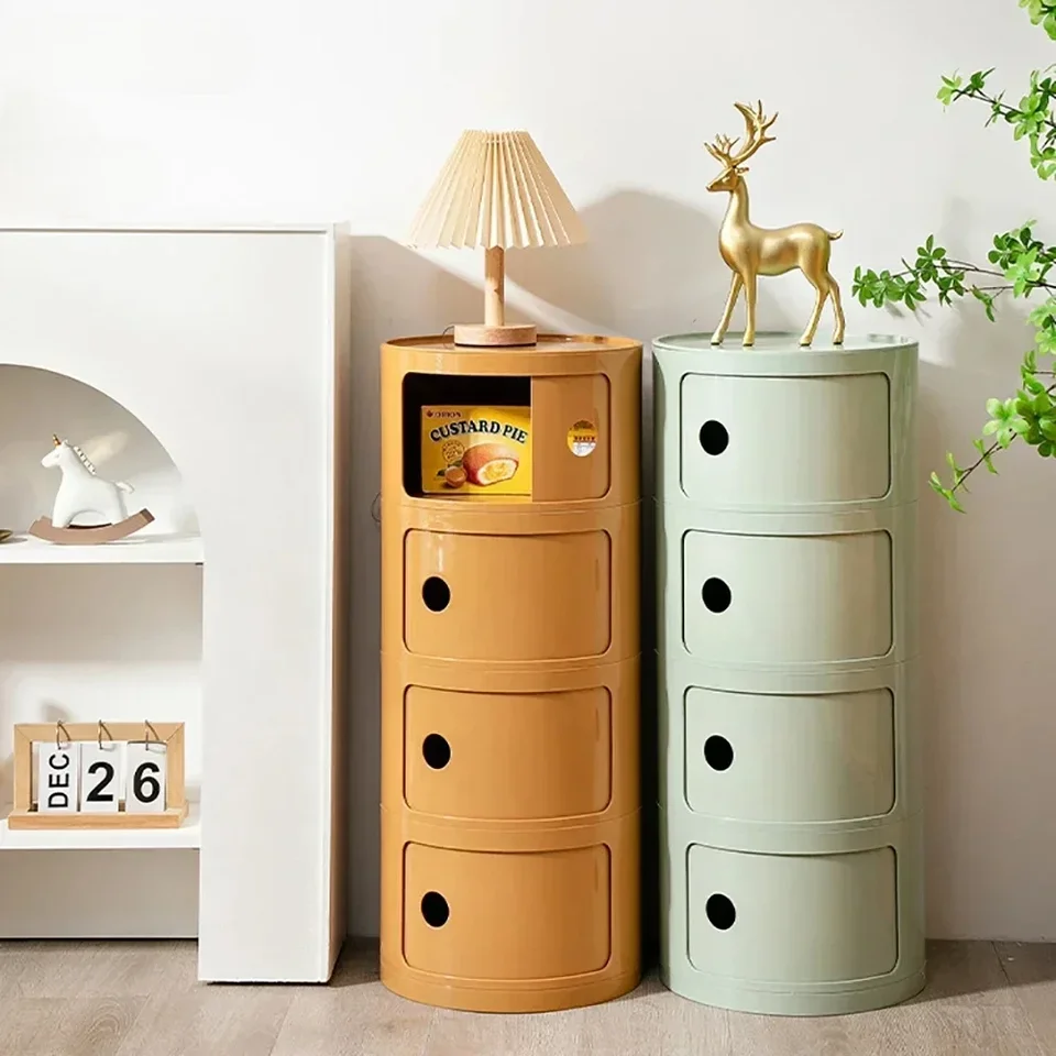Nordické okrúhle jednoduché nočné stolíky Plastové spálne nočné skrinky Kreatívne mini malý nočný stolík de Chevet Domáci nábytok