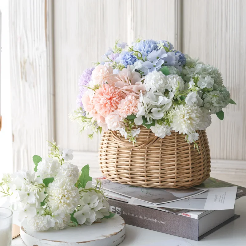Nordické umelé kvetina Hydrangea drží svadobné kytice hodvábne kvetina pre domácu párty stolové dekorácie dekorácie Falošné flo