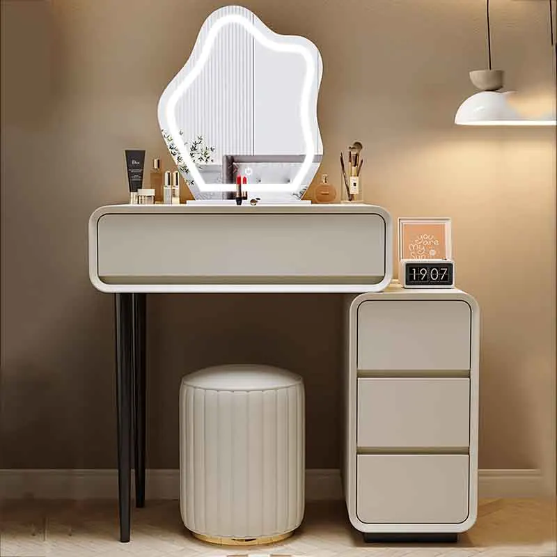 Nordické zásuvky toaletný stolík Moderný minimálny organizátor rohový make -up toaletné zrkadlo lacný nábytok