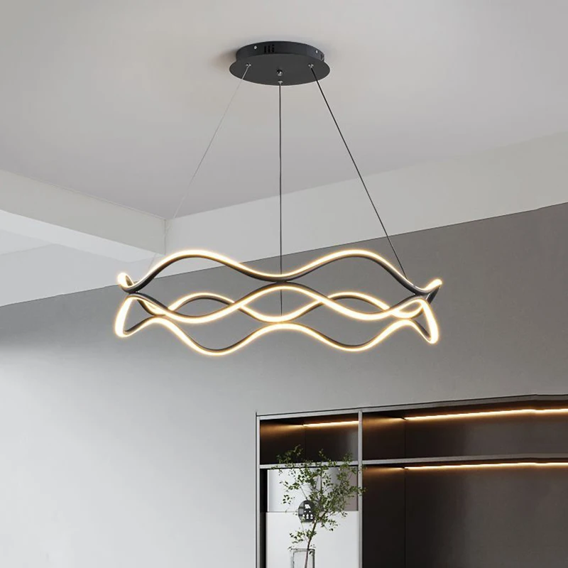 Nordický luster svetlo čierny luxusný prsteň Umelecká obývacia izba Moderná minimalistická spálňa Izba Light Lamp Domov Ozdoby