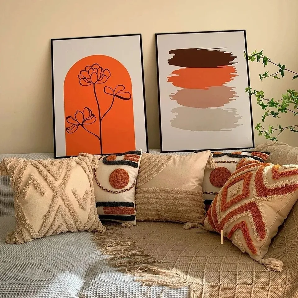 Nordický vankúš vankúš Bohemian ins Light Luxusný plyšový vankúš vankúš na vankúš na pohovku Tassel vankúš Domáca dekora 45 × 45 cm
