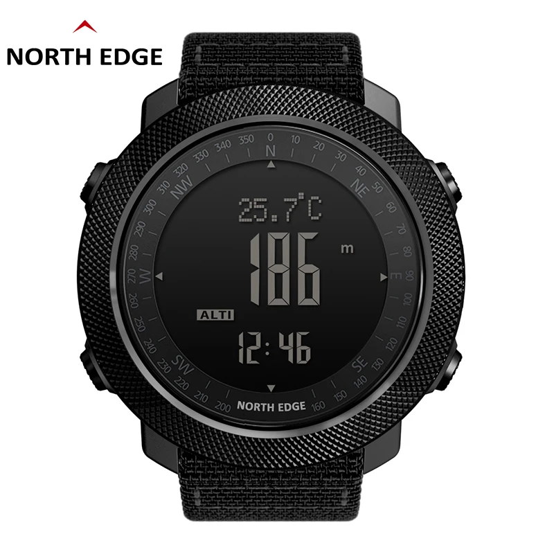 North Edge Men Sports hodinky vodotesné 50 metrov vedené digitálnymi hodinkami Men Vojenský kompas nadmorská výška barometer