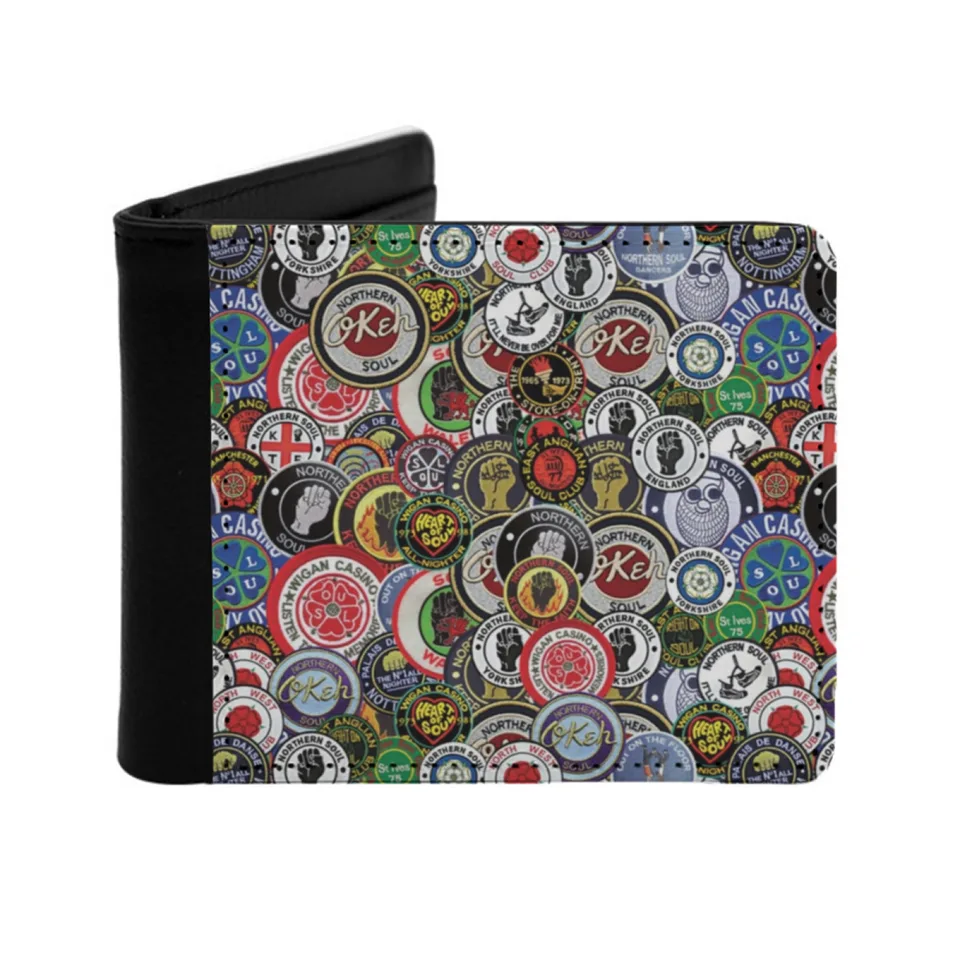 Northern Soul Patches Okeh Pier Keep the Faith Pu kožené peňaženky unisex kabelky peňažná kreditná karta peňaženka pre mužov severný