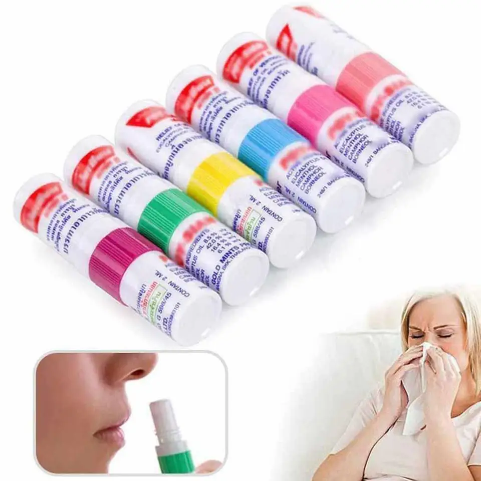 Nos inhalátor Thajsko Mint Cylinde obnovenie mozgu mozgu Anti únavová trubica Cure Dýcha