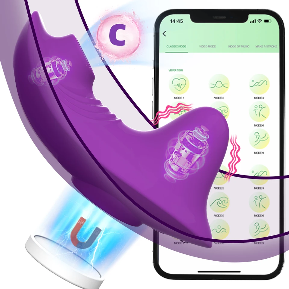 Nositeľné vibrátor aplikácie Bluetooth pre ženy pre ženy bezdrôtové diaľkové ovládanie Vibračné klitorisové sanie klitoris stimulátor pár sexuálnych hračiek