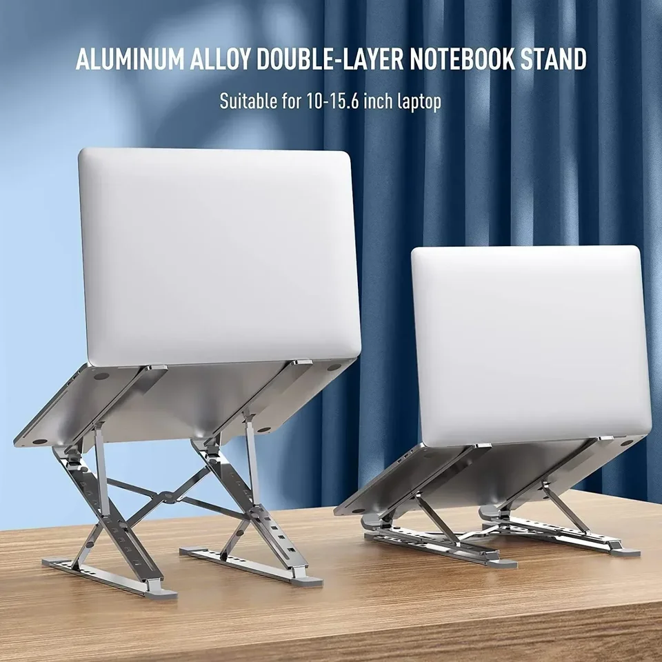 Notebook stojan na dvojvrstvový viac uhlový nastaviteľný materiál zliatiny hliníka vhodný pre notebook 13 až 15,6 palca