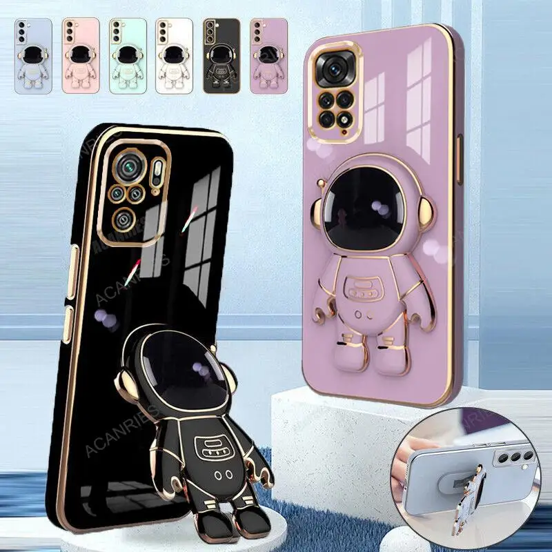Notul1s Astronaut Držiteľ luxusného pokovovania Pasa pre Xiaomi Redmi Note 11 11S 10S 10 PRO 4G 5G 11PRO 9 8 9S Silikónový kryt