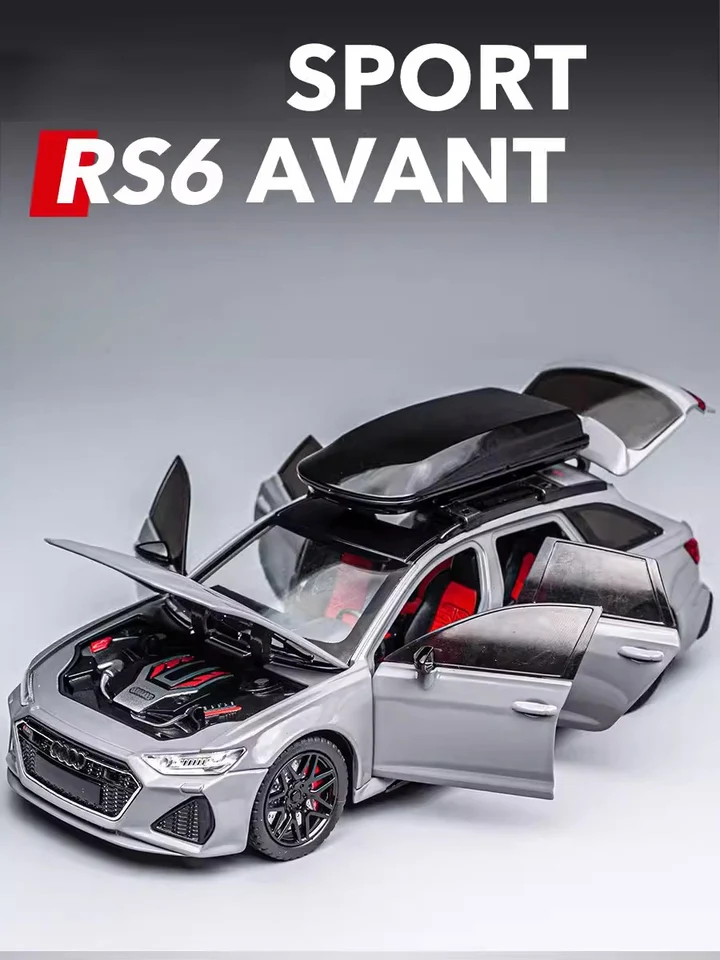 NOVINKA 1:24 Simulácia RS6 zliatiny Model automobilu Zvuk a ľahké ťahanie hračiek Off-road Station Wagon Boy Collection Darček