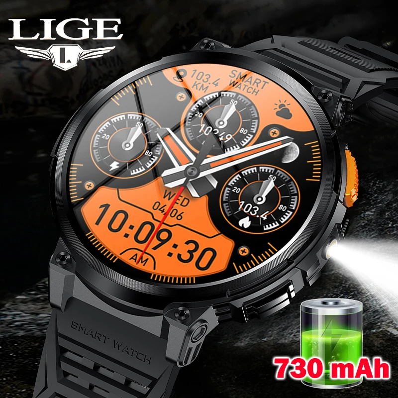 NOVINKA 1,85 ”HD SCREE LED baterka Smart Watch Men 730 mAh Veľká batéria BT Call Man náramok Waterproof Fitness Men's Smartwatch