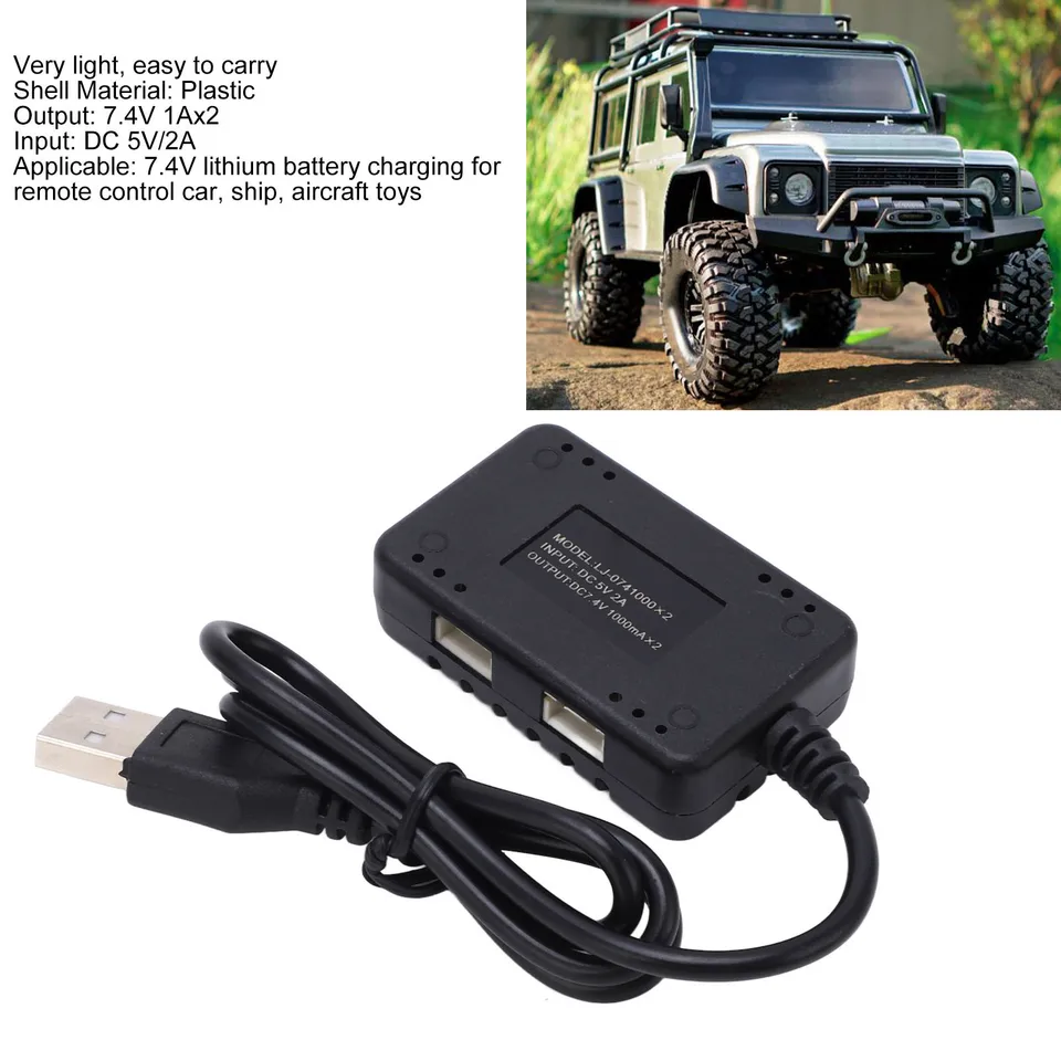 NOVINKA 2 v 1 7,4 V Lipo BATTERICKÝ PLASTNÝ USB s indikátorovým svetlom pre autá WLTOOY RC a lode RC Cars