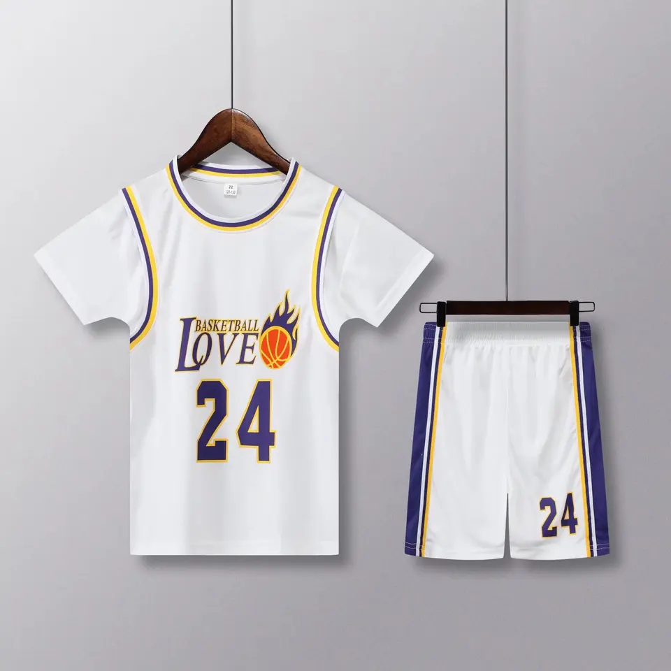 NOVINKA 24/25 Detský športový oblek #24 Boys and Girls Basketbal Uniforma Falošný dvojdielny tréningový tím základnej školy Uniformný oblek