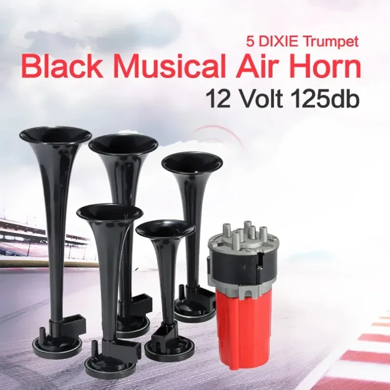 NOVINKA 5PCS 125DB TÚBNEHO TRUSET MUSIC DIXIE Car Duke- Hazzard + kompresor 12V AIR AIR ROON FOR AUTOM